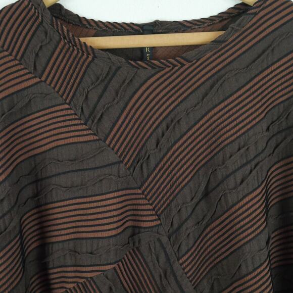IC Connie K 1X Tunic Top Brown Black Lagenlook Art to Wear Pocket Trapeze Hem - Picture 5 of 8